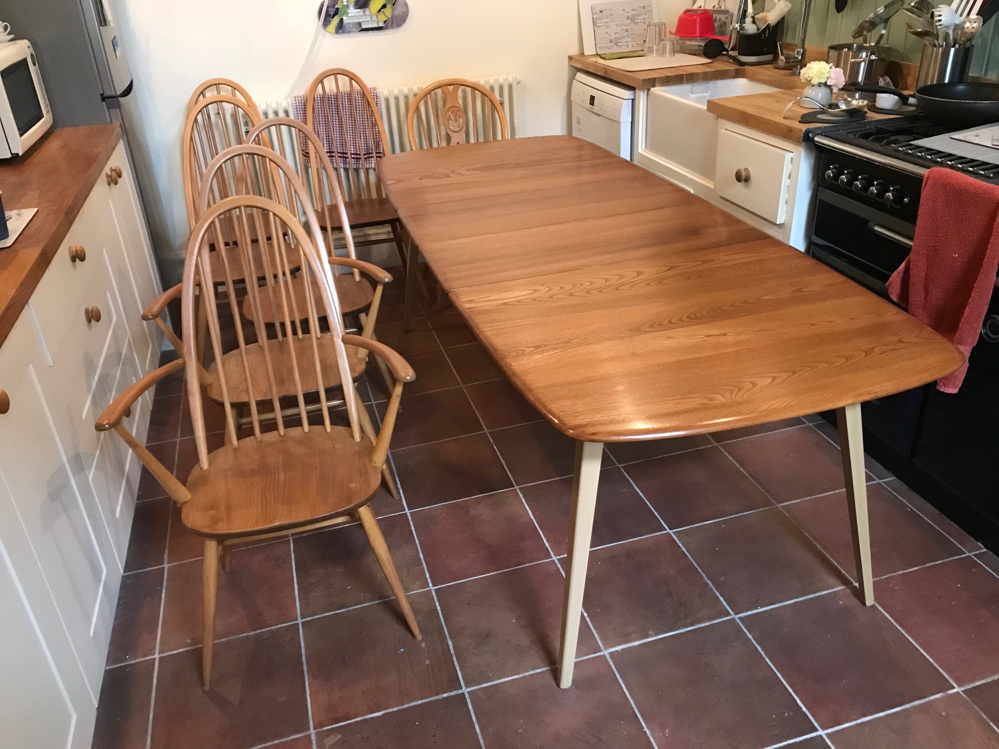 Chair and Ercol table after french polisher repair